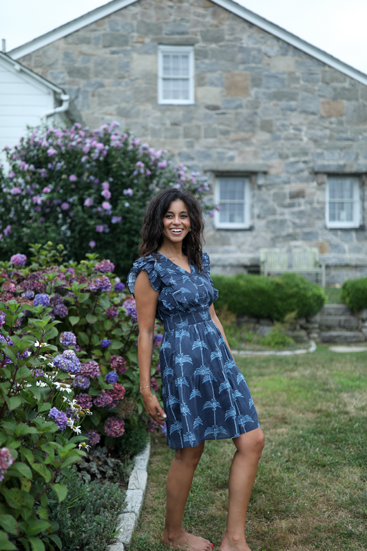 Christopher Dress - Navy Palmetto