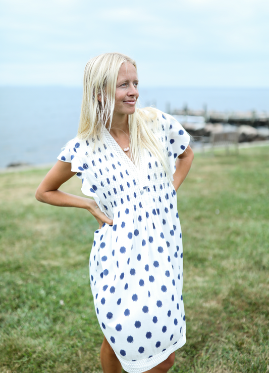Eden Dress - Cream Polka Dot