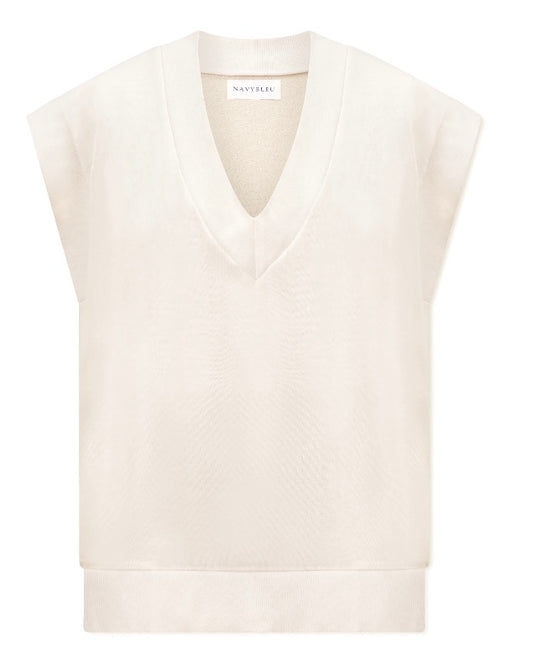 Terry Cap Sleeve Top – White