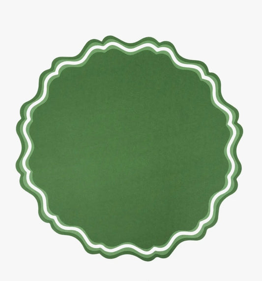 Green Fancy Scallop Paper Placemat (Pack of 12)