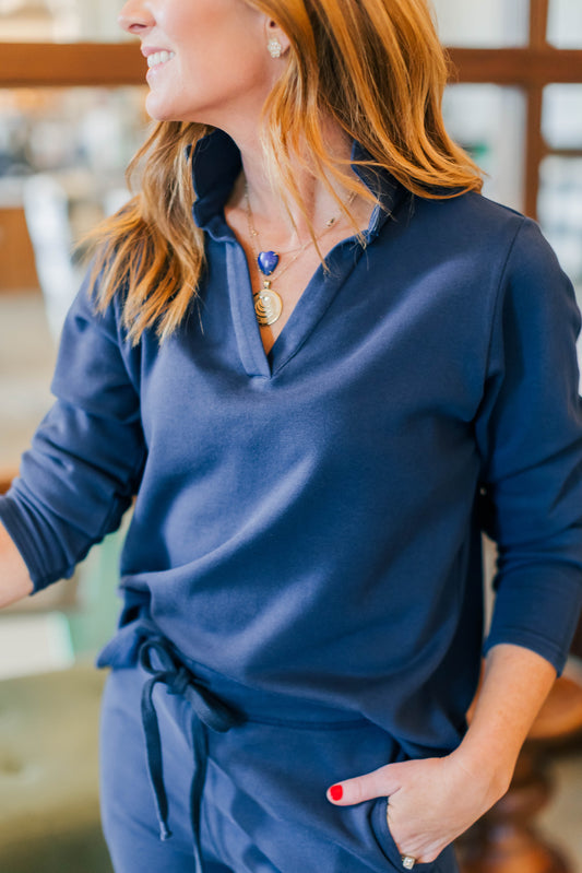 Terry Tunic Top – Navy