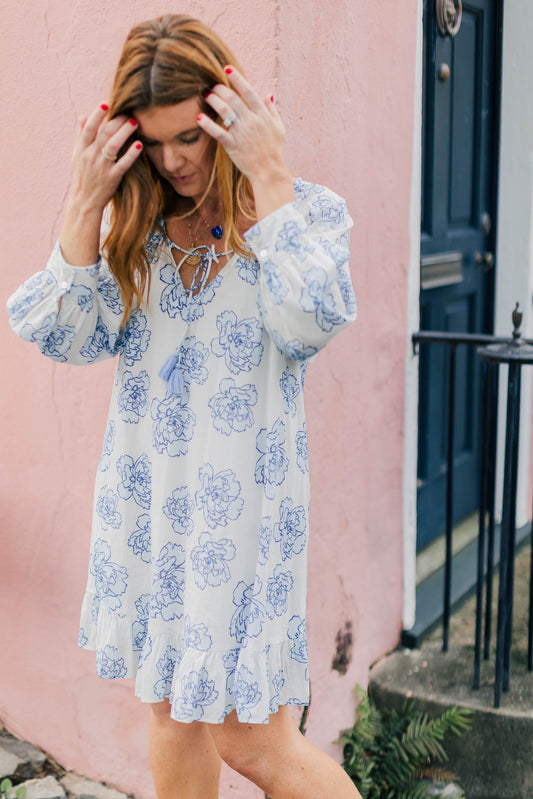Lyla Dress - Blue Peony