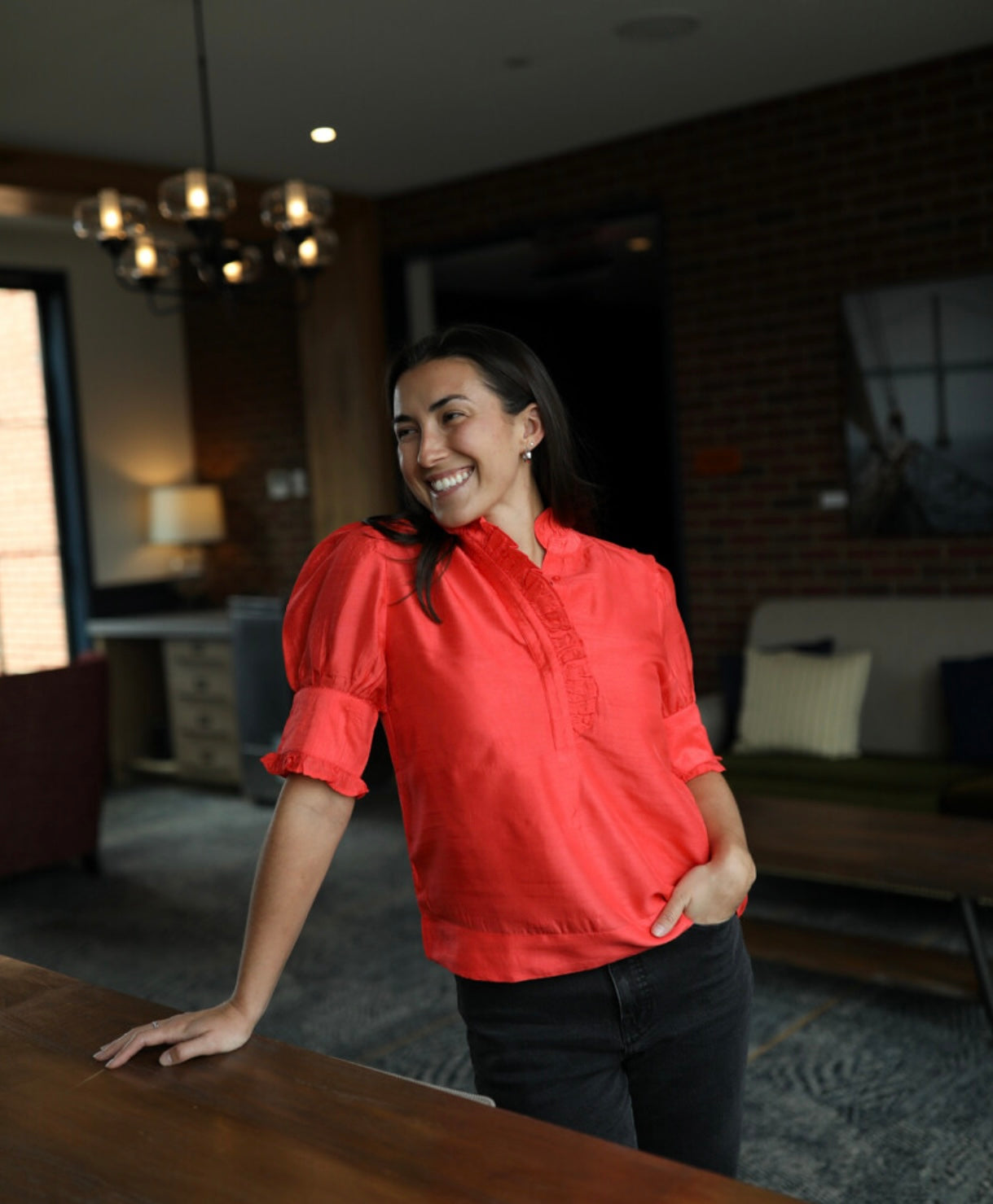 Westport Top - Dupioni Poppy