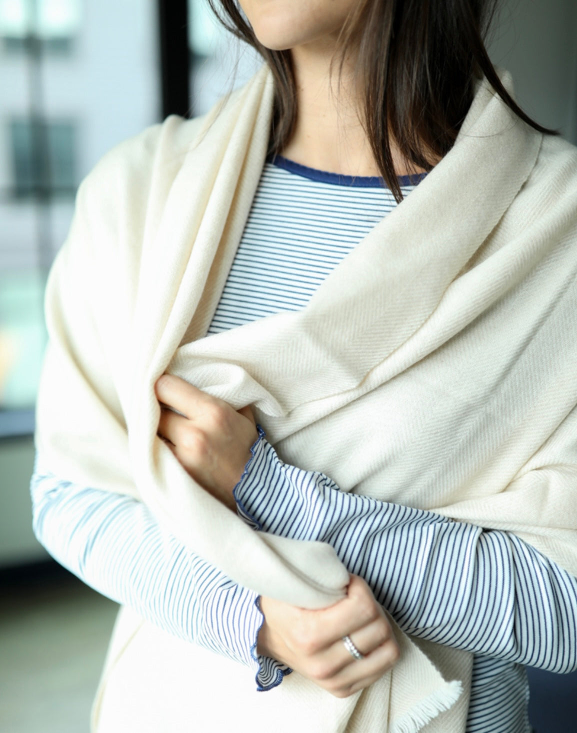 Pima Long Pajama Set - Navy Stripe
