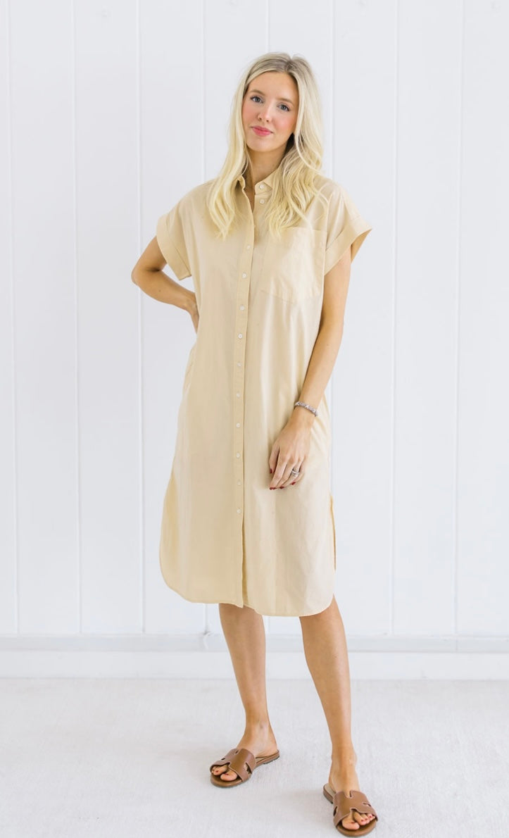 Blake Long Utility Dress Beige shopnavybleu