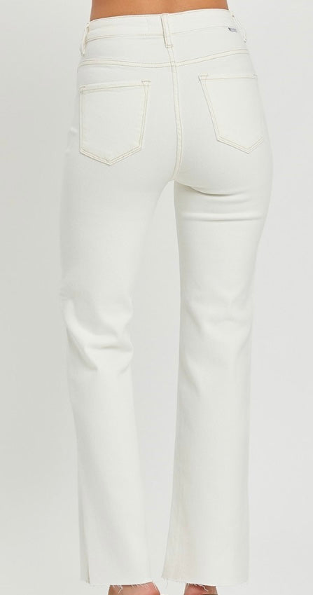 Risen High Rise Straight Jeans - Off White