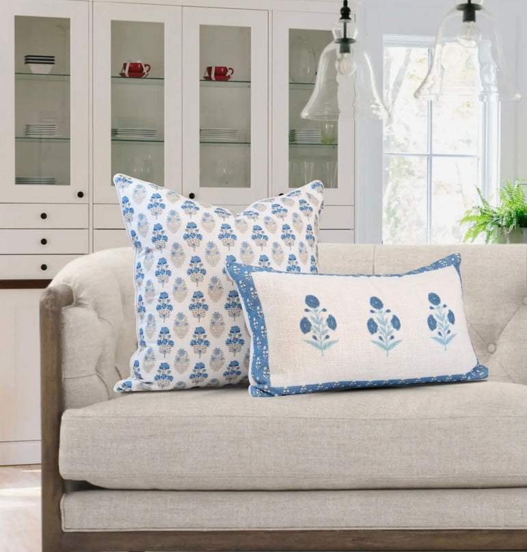 Seraphina Flower Pillow Cover – Blue