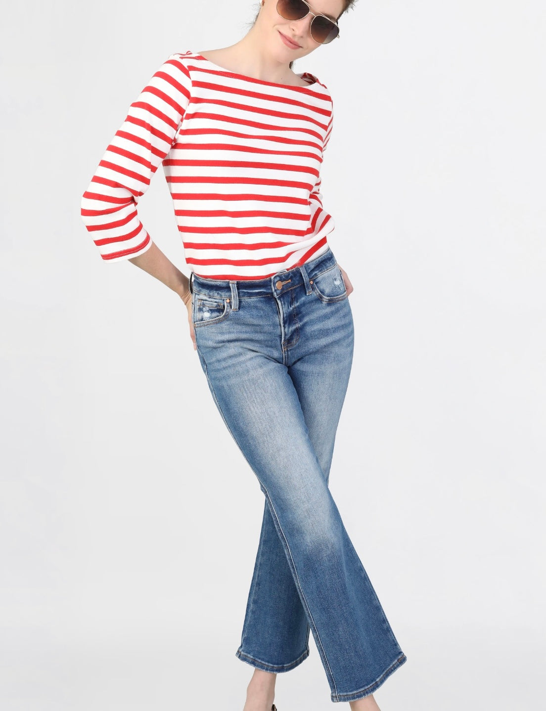 Risen High Rise Ankle Straight Jeans