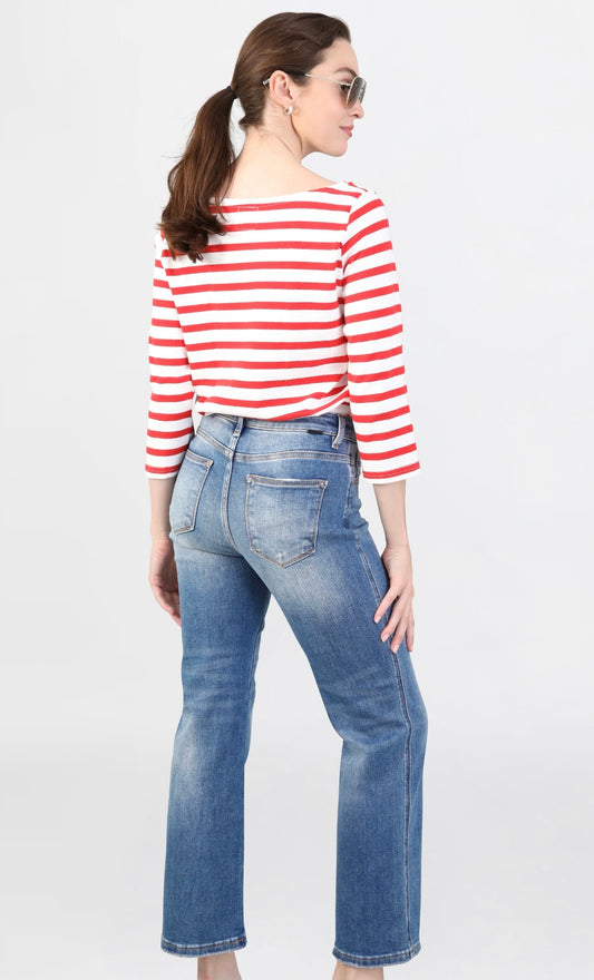 Risen High Rise Ankle Straight Jeans