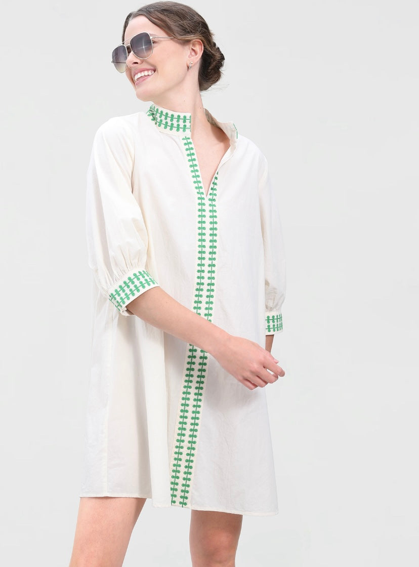 Campbell Dress – Cream/Green