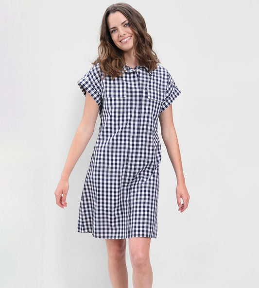 Harper Dress – Navy Gingham