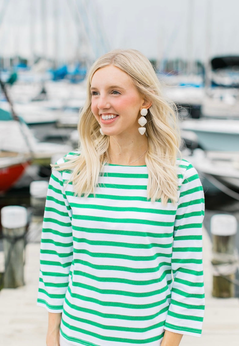 Green Breton Stripe Shirt by NAVYBLEU