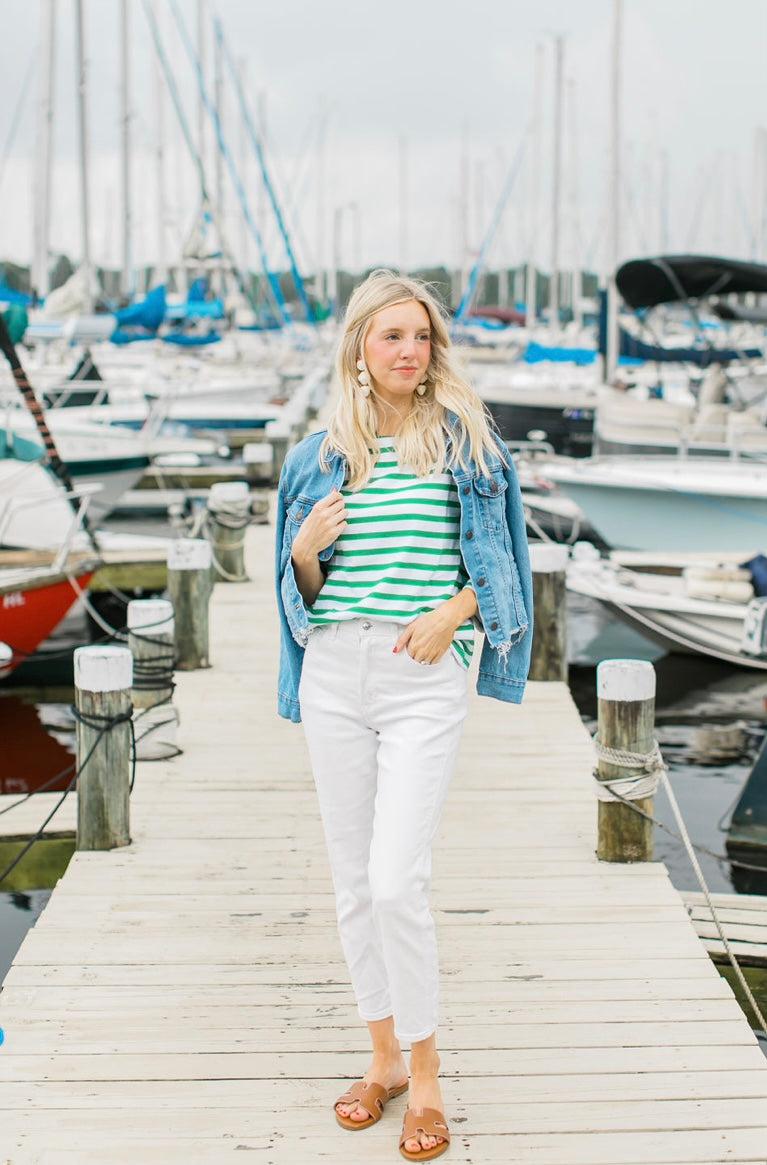 Green Breton Stripe Shirt by NAVYBLEU