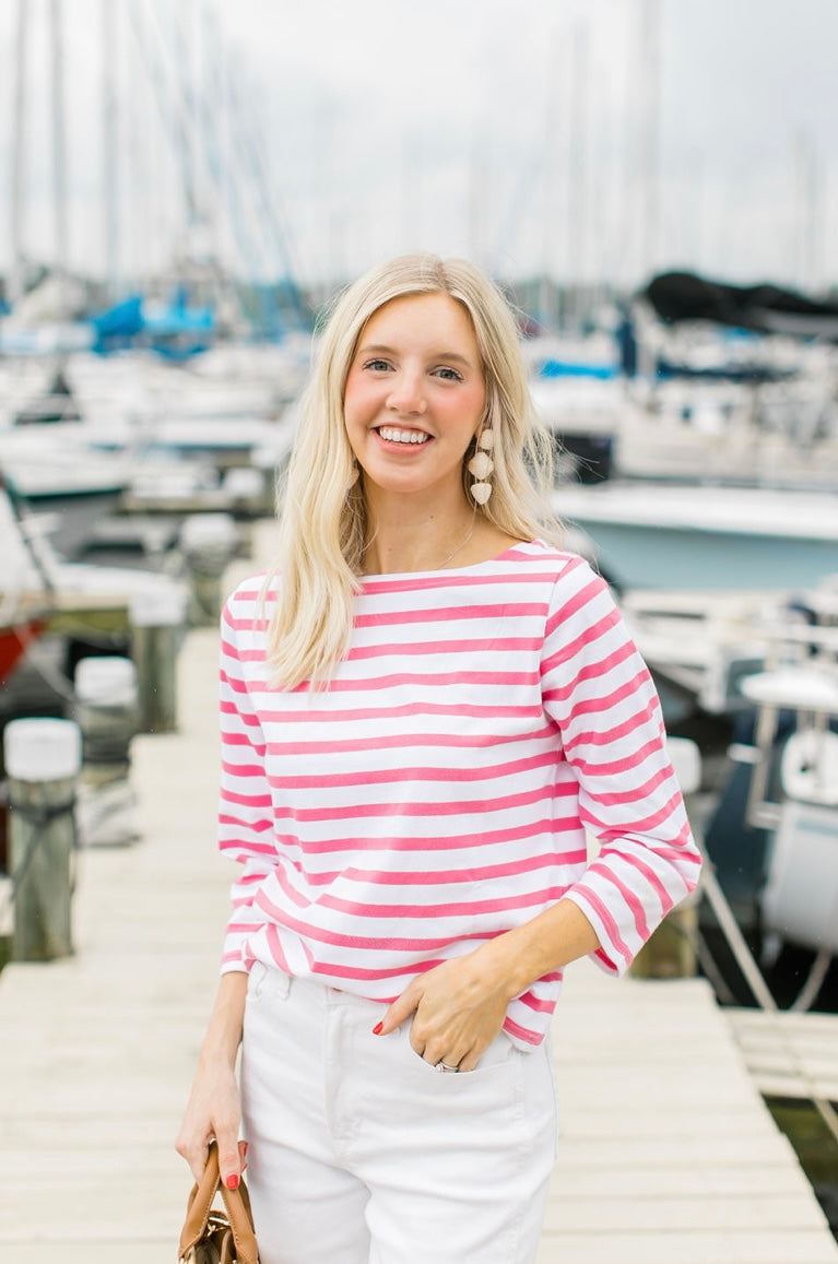 Pink Breton Stripe Shirt by NAVYBLEU