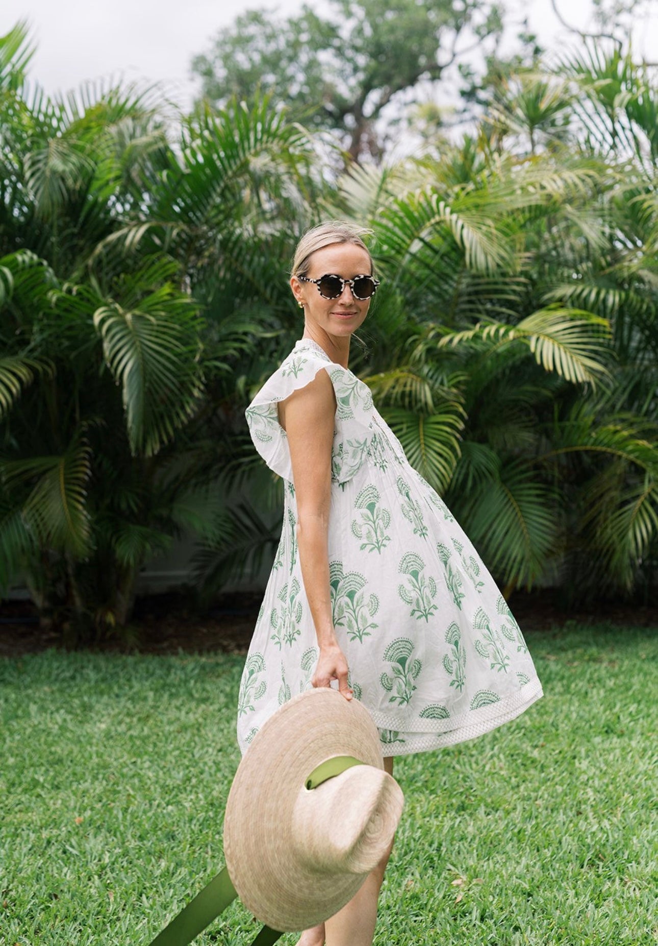 Eden Dress – Green Block Print