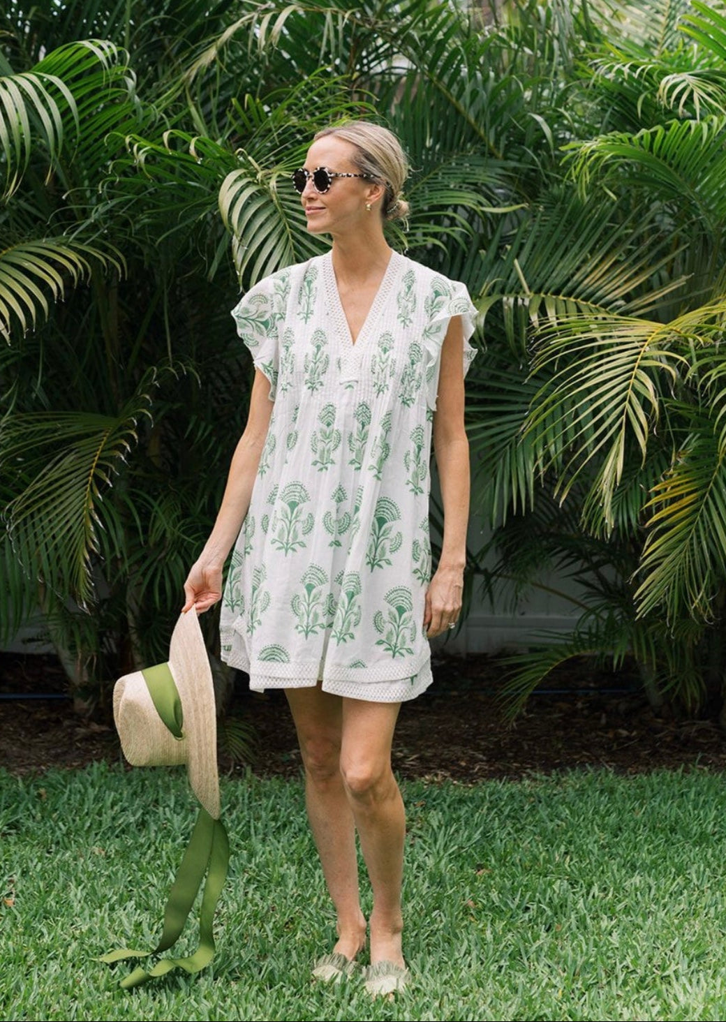 Eden Dress – Green Block Print