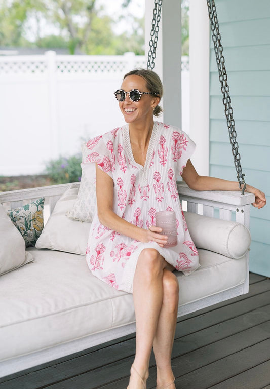 Eden Dress – Pink Block Print