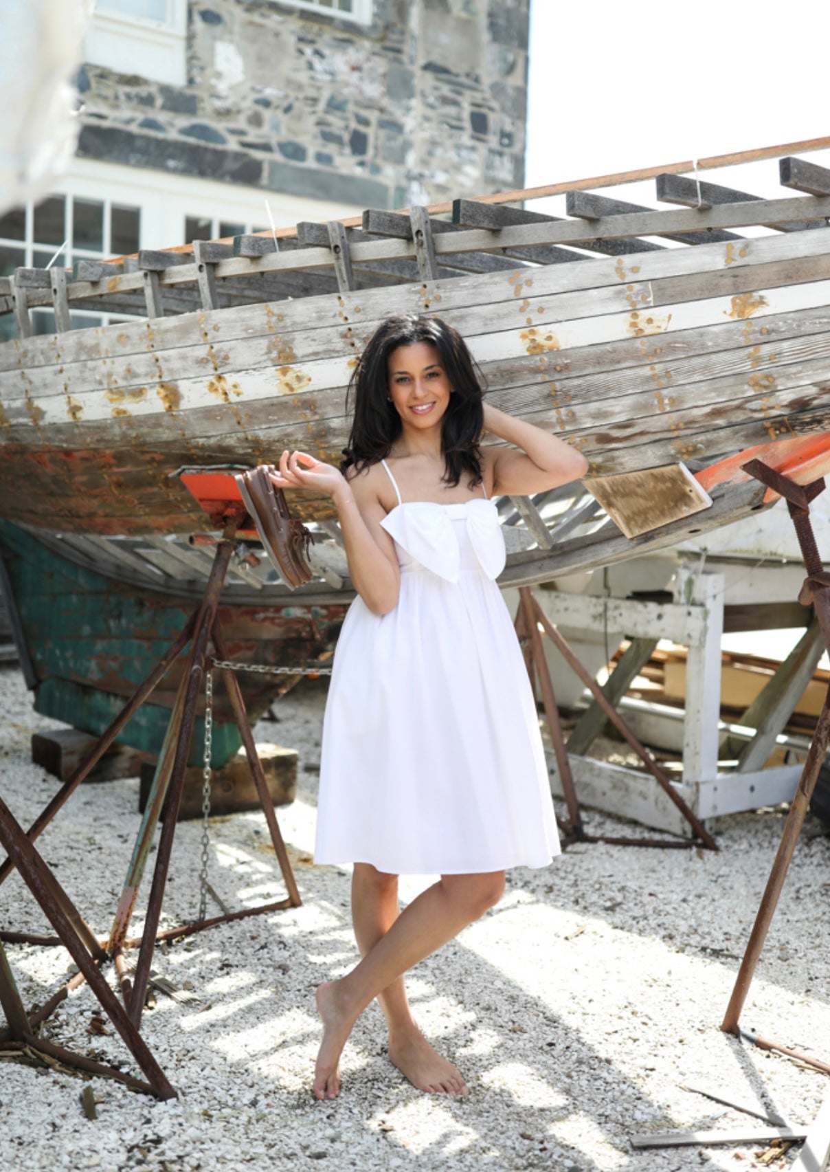 Amelia Bow Dress - White