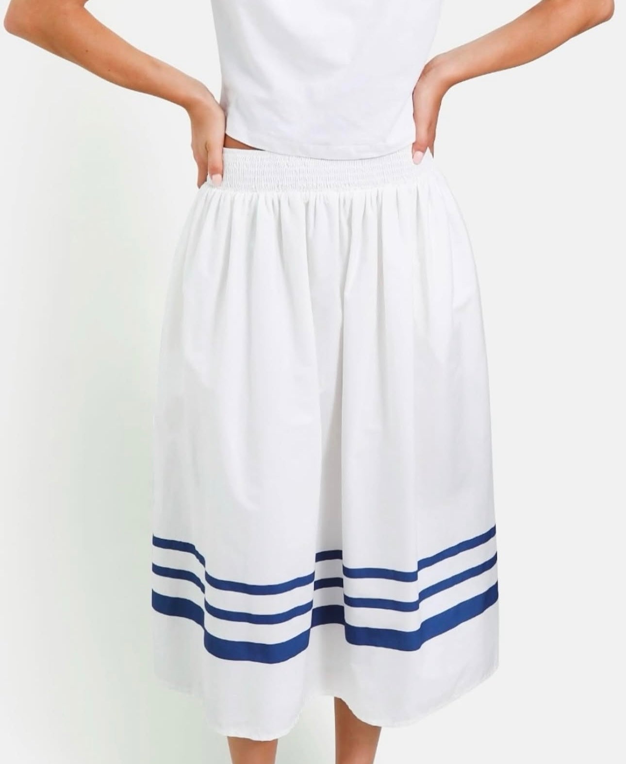 Nantucket Skirt – White with Navy Stripe