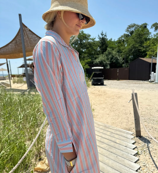 Sara Short Tunic Coverup - Nantucket Stripe