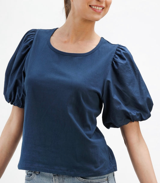 Short Sleeve Puff Tee – Navy