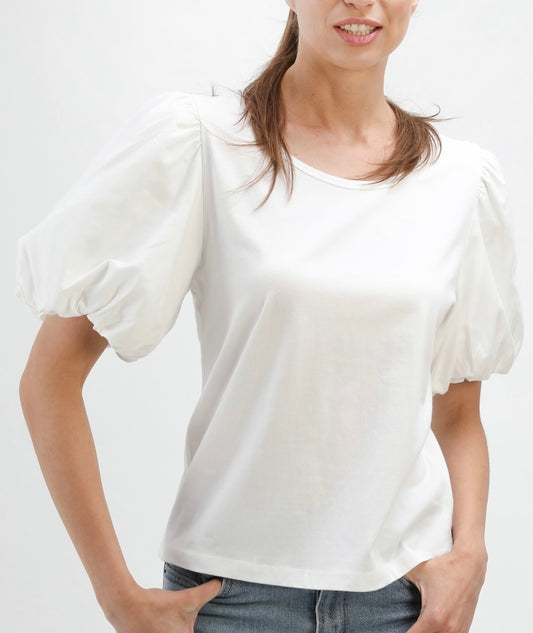 Short Sleeve Puff Tee – White