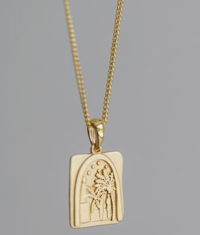 Gold Palm Pendant Necklace