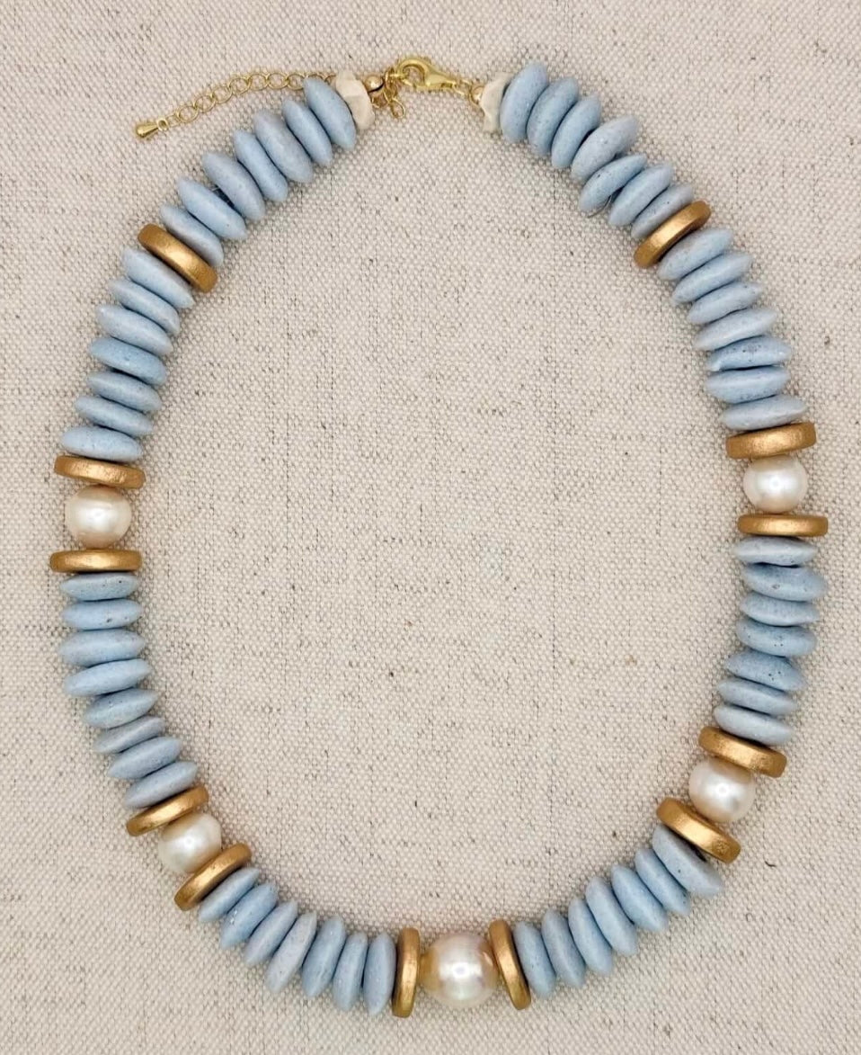 Exclusive Lagos Collar Necklace in Sky Blue by Southern Marc Designs