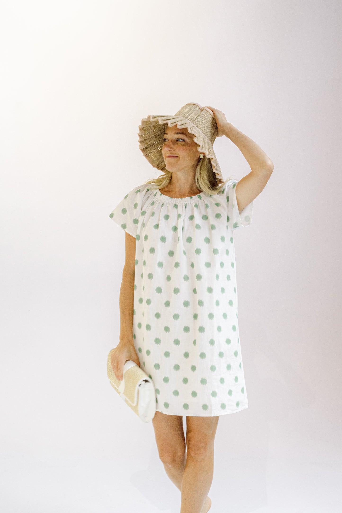 Palm Beach Dress - Green Polka Dot