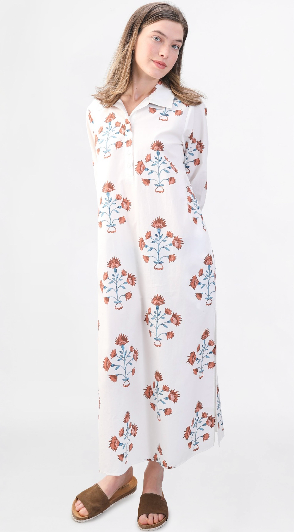 Sara Dress - Blue/Brown Block