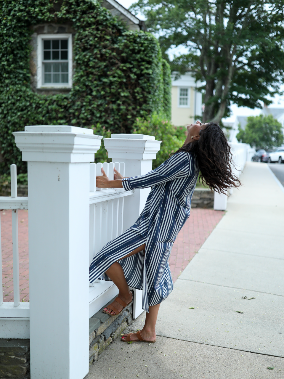 Sara Dress - Navy Wide Stripe