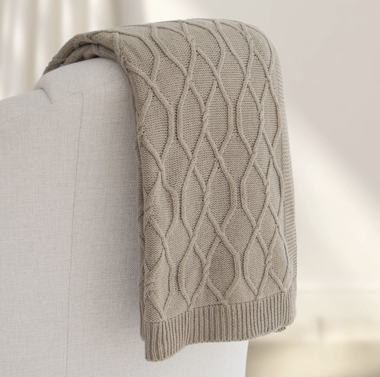 Quinn Chunky Diamond Knit Cotton Throw
