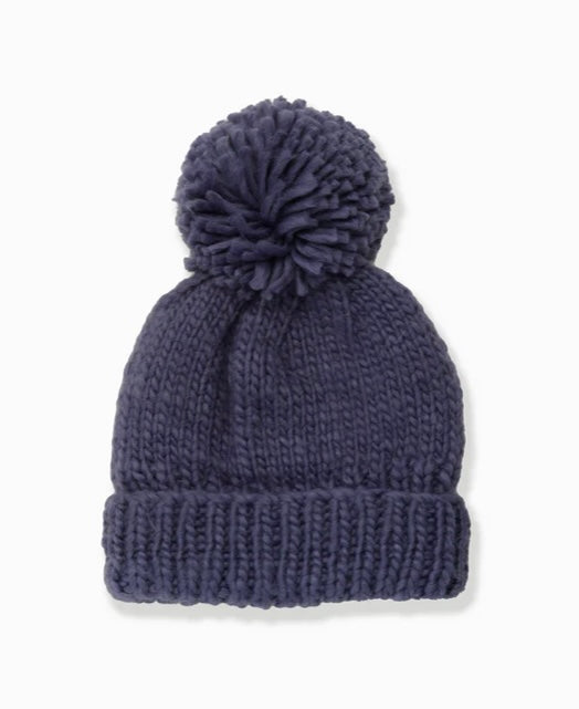 Hand Knitted Pom Hat – Navy