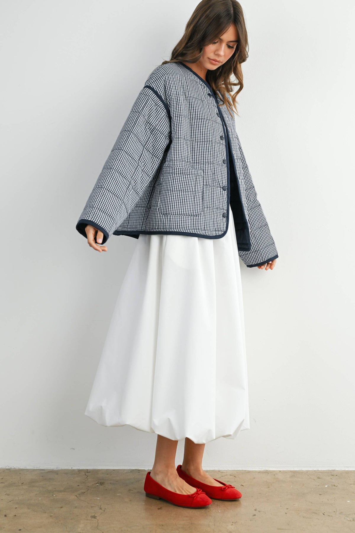 Navy Gingham Quilted Jacket
