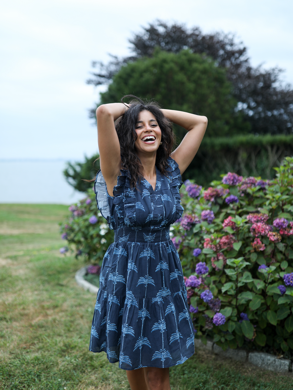 Christopher Dress - Navy Palmetto