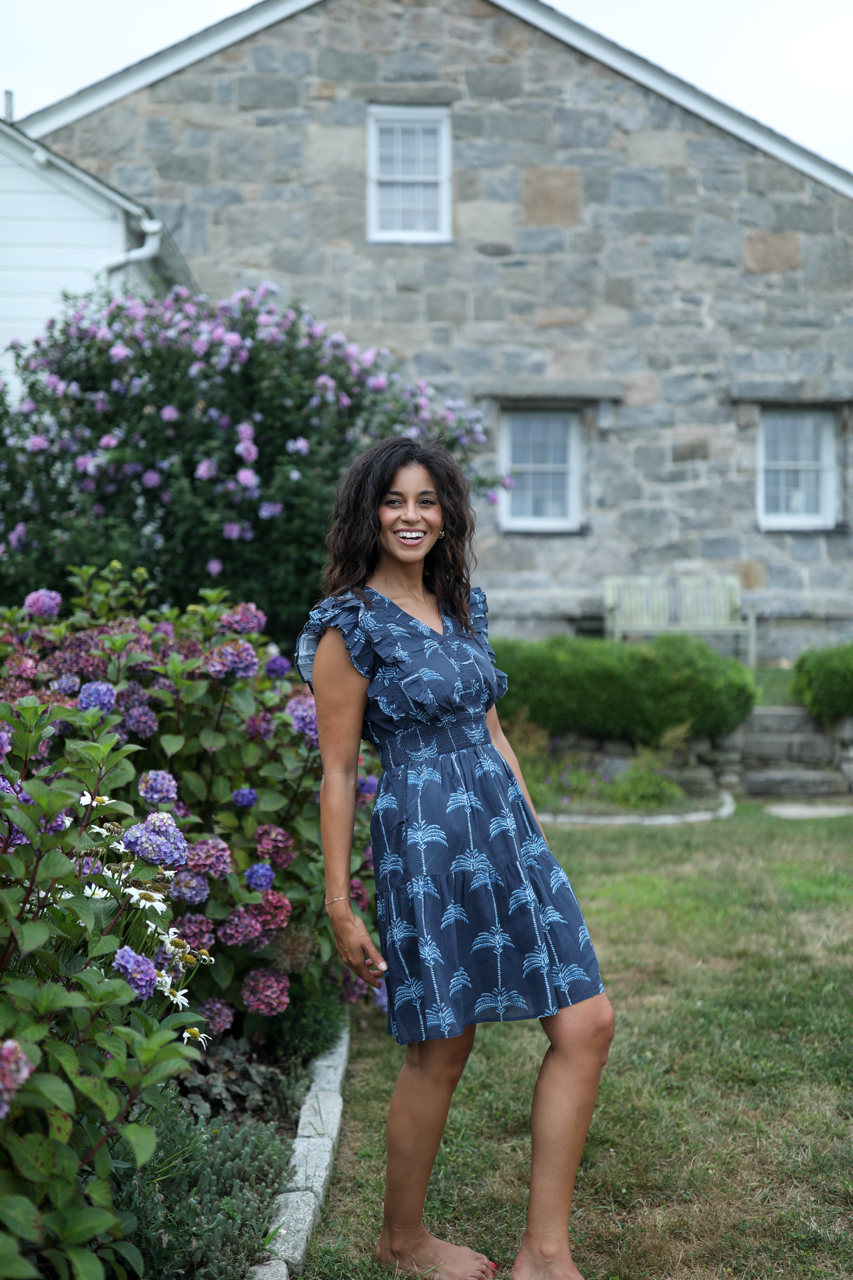 Christopher Dress - Navy Palmetto