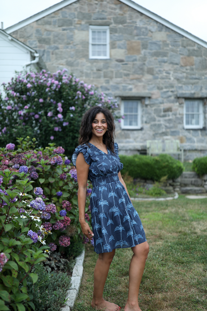 Christopher Dress - Navy Palmetto