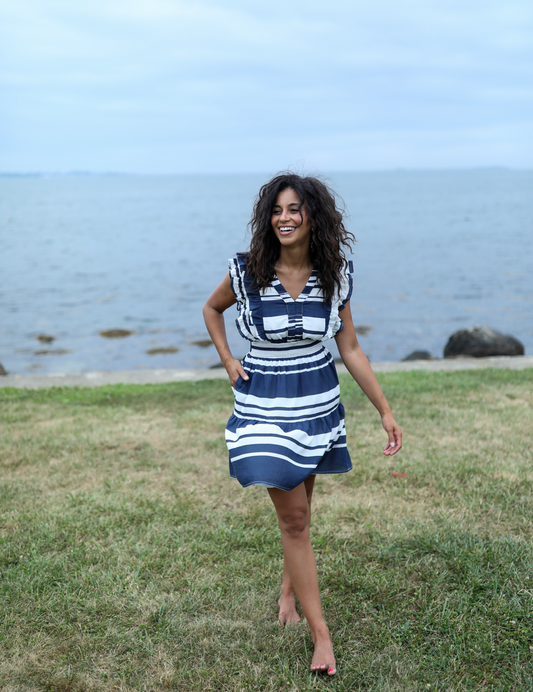 Christopher Dress - Navy Stripe