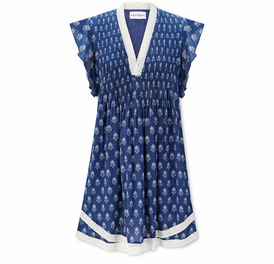 Eden Dress - Navy Leaf