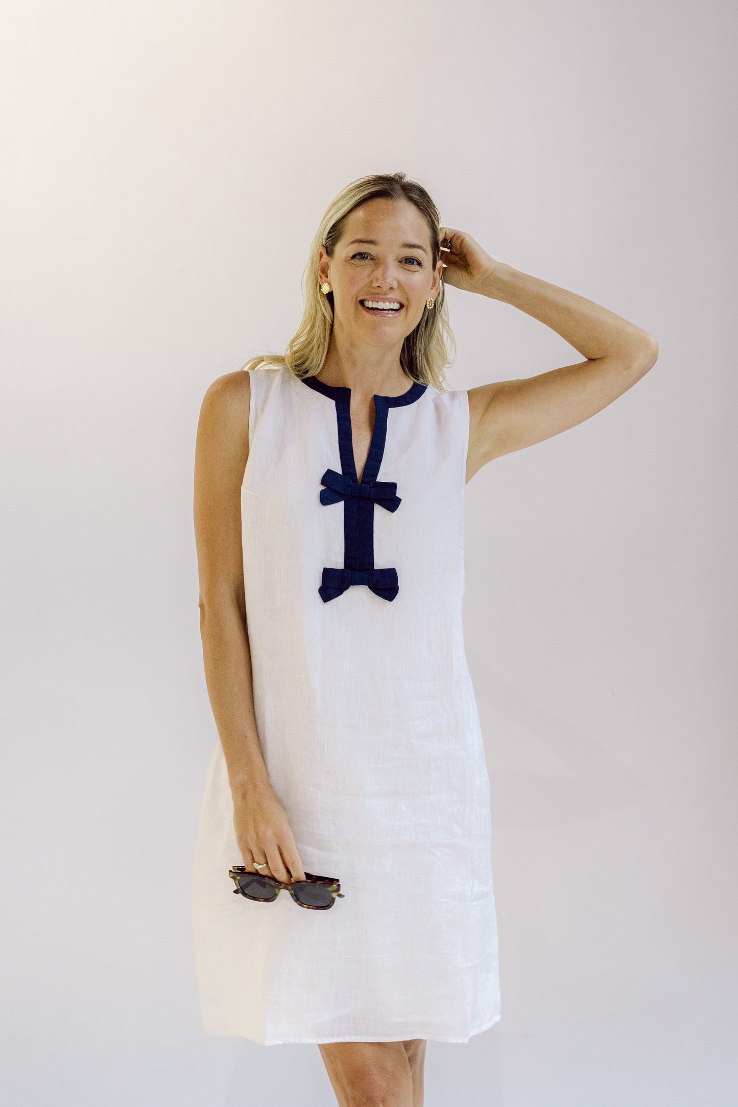 Erin Shift Dress - White Bow