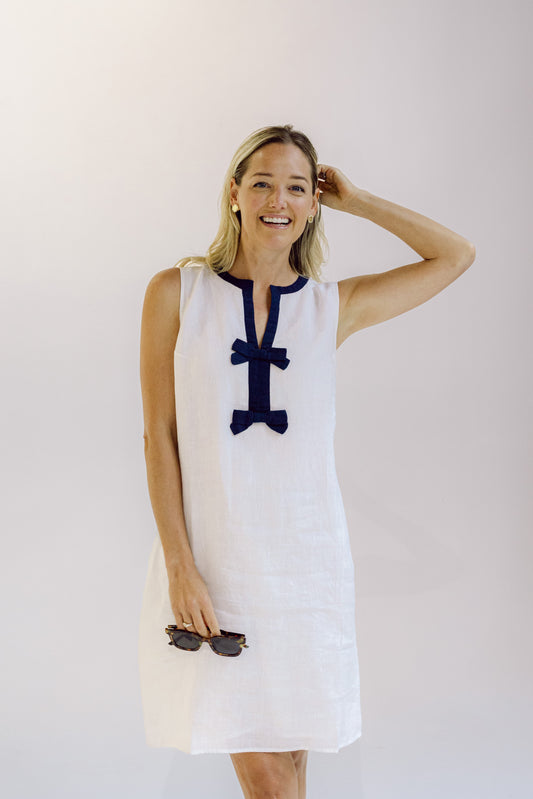 Erin Shift Dress - White Bow