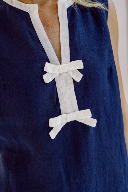 Erin Shift Dress - Navy Bow