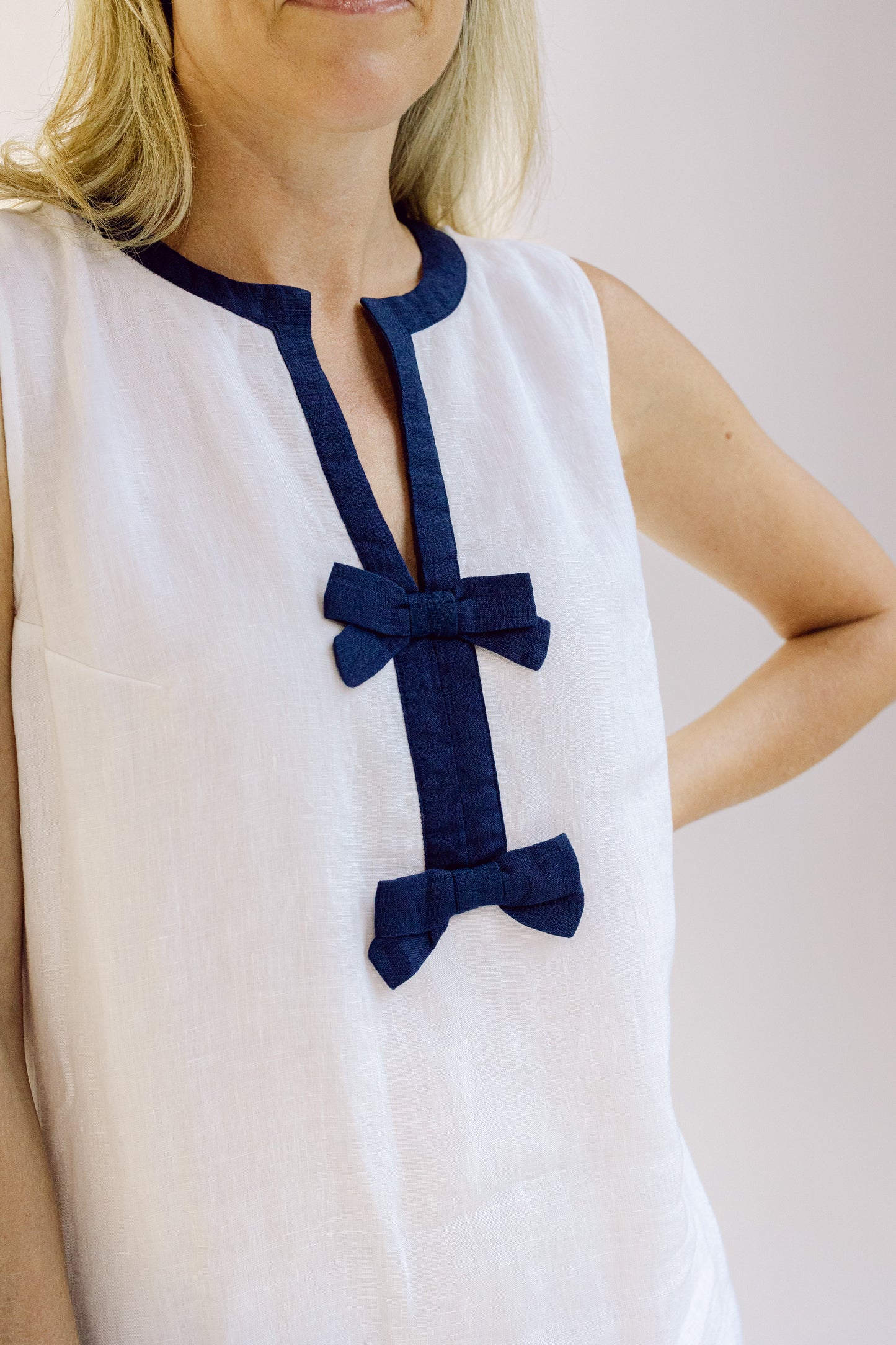 Erin Shift Dress - White Bow