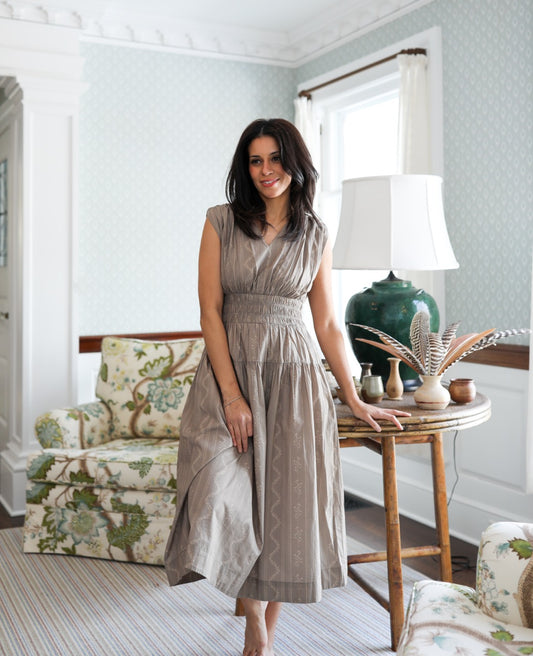 Eva Dress - Brown Stencil
