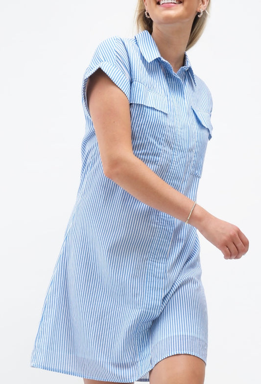 Harper Dress – Blue Stripe