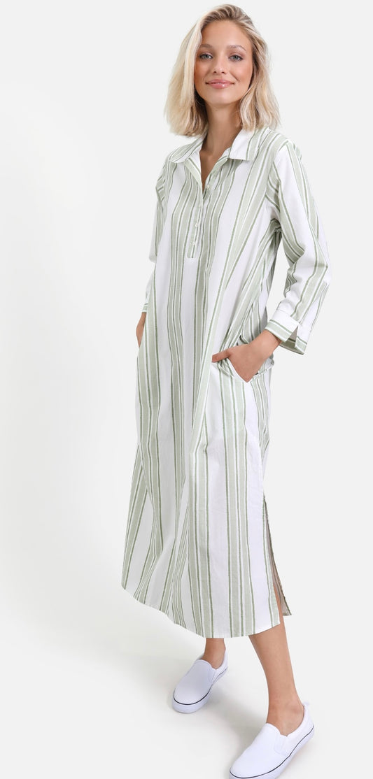 Sara Dress – Green Stripe
