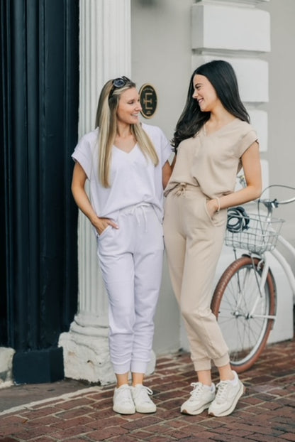 Terry Cap Sleeve Top – Ecru