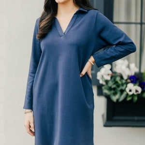 Photo of Terry Tunic Dress - Navy. Click to view.