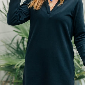 Photo of Terry Tunic Dress - Black. Click to view.