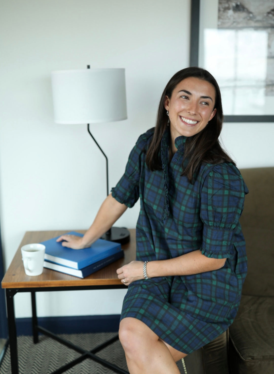 Westport Dress - Navy Tartan Plaid